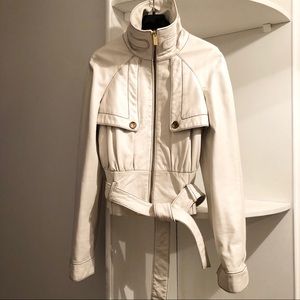 Genuine Napa Leather waisted light tan jacket s